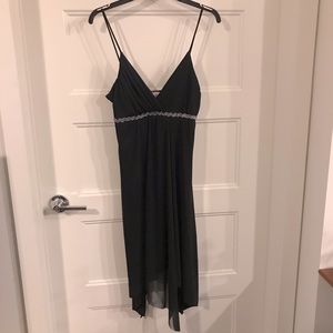 Sexy black dress with shear front top layer